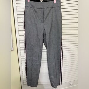 Express Gray Plaid Cropped Pants with Red Accents